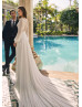 Beaded Long Sleeves Ivory Lace Chiffon Exclusive Wedding Dress